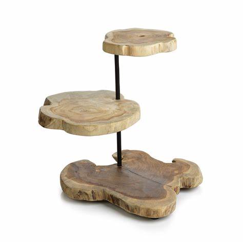 Bali Teak Root Three Tier Serving Tower