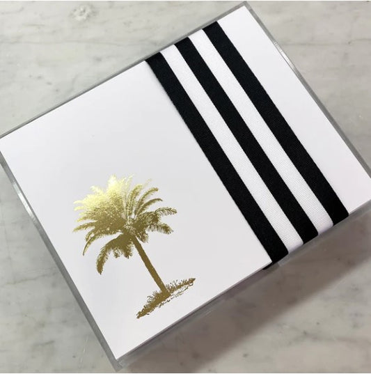 Gold Foil Palm Tree Note Pad with Lucite Holder