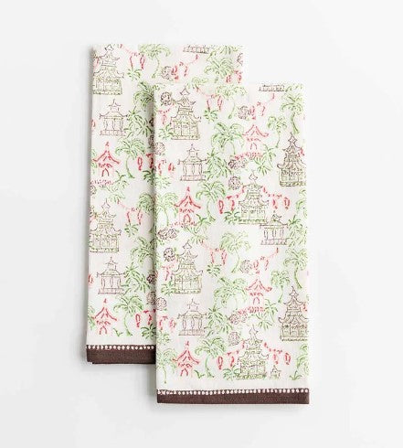 Palms & Pagodas Tea Towel