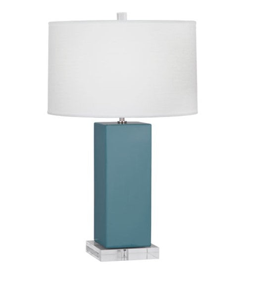 Pair of Ceramic Lamps in Steel Blue