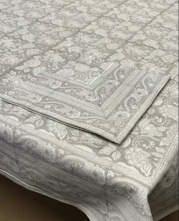 Rashmi Grey 60x90 Handblocked Tablecloth