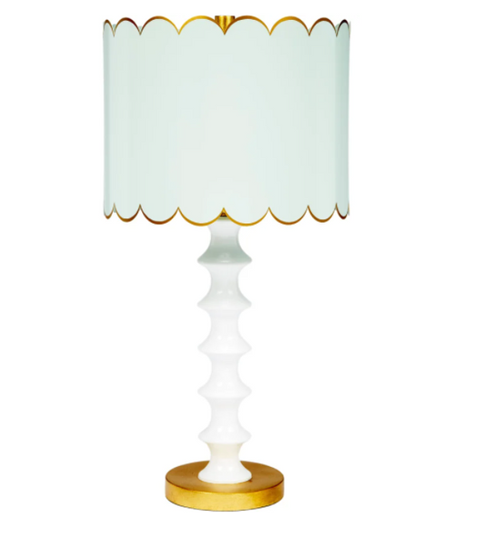 Pair of Scalloped Green and Gold Table Lamps