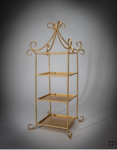 24" Metal Bamboo Etagere, Gold