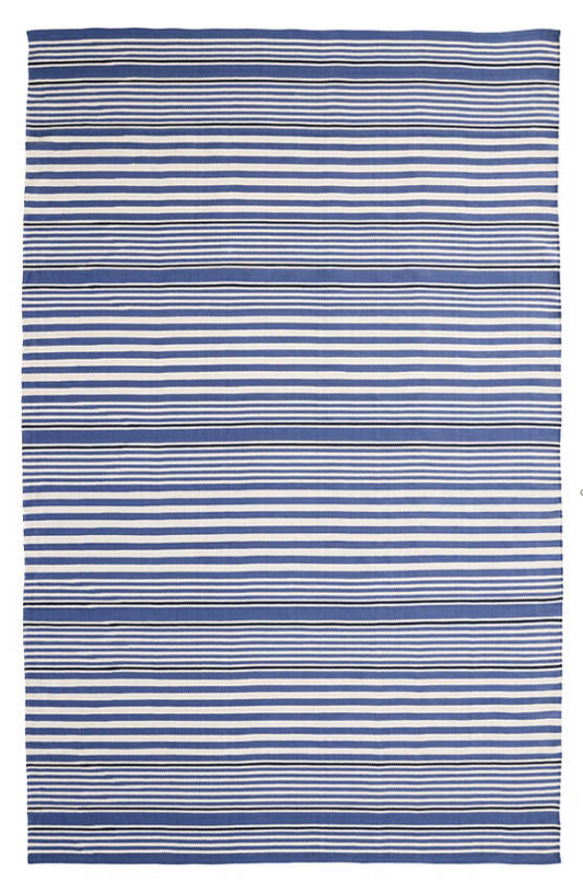 Rugby Stripe Denim Indoor/out Rug 2x3