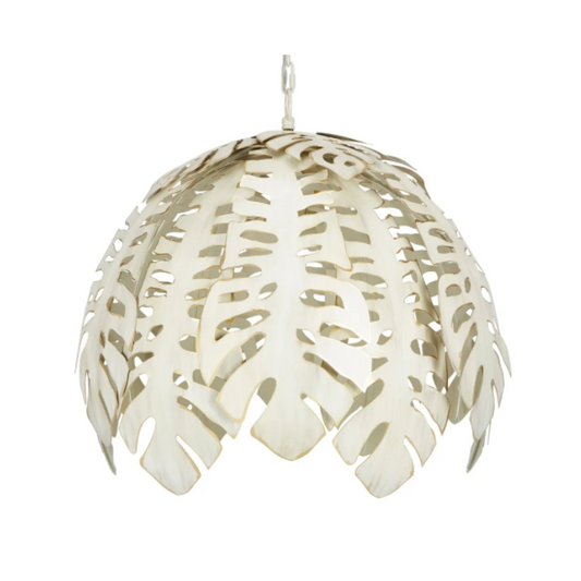 Tropical Leaf Chandelier with Cream finish 24"W x22"H