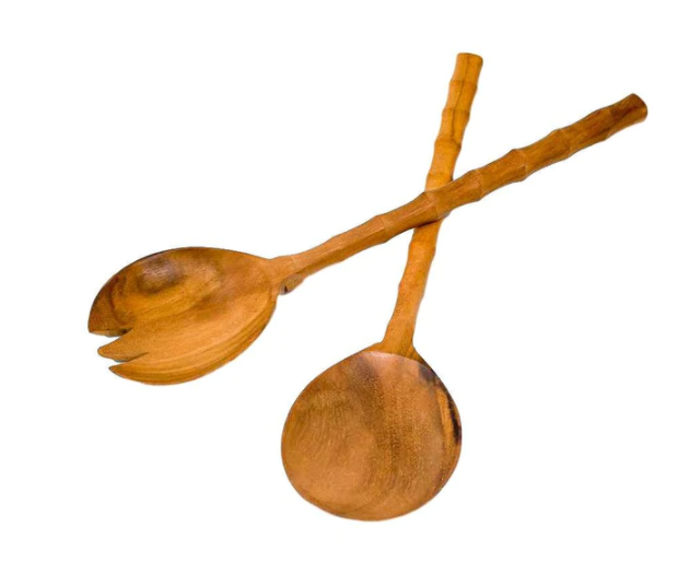 Bamboo Handle Serving Tongs