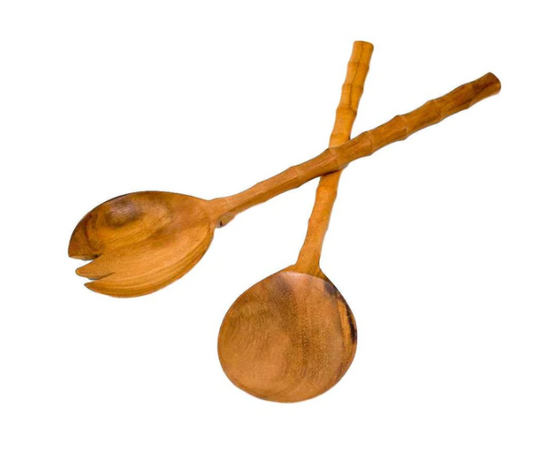 Bamboo Handle Serving Tongs