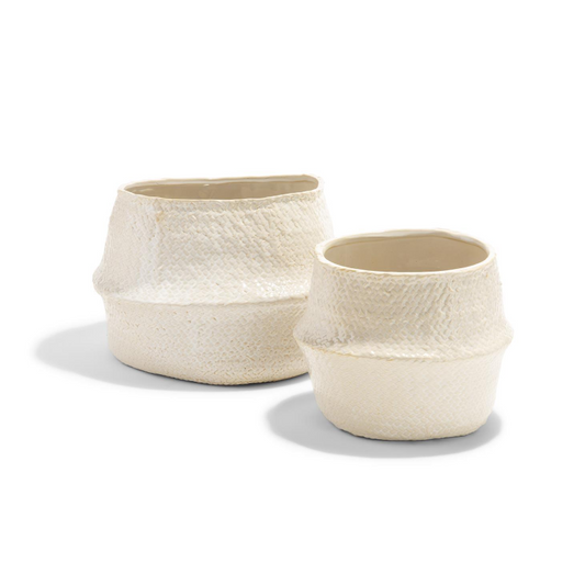 White Pot Decorative Weave Textured large
