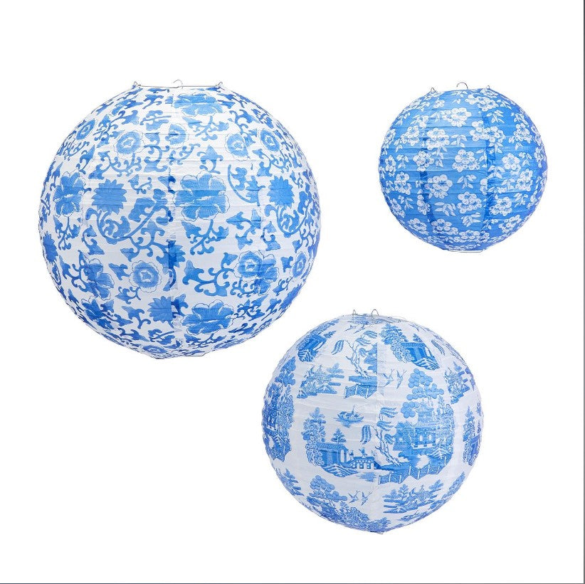 Set of three Chinoiserie Paper Lanterns