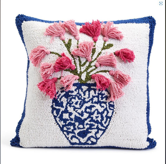 Punch Embroidery and Tassel Accents Throw Pillows