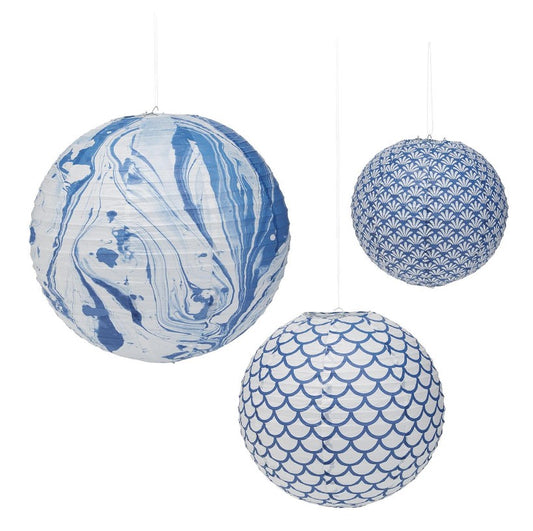 Set of three Contemporary Blue Lanterns
