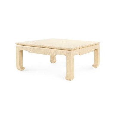 Natural Grass cloth Cocktail table with a Ming foot