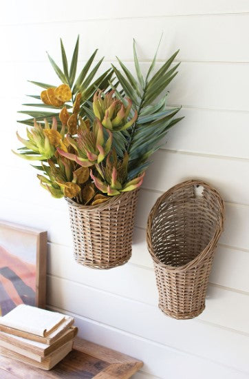 Set of Two Rattan Baskets
