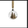 Clear Glass Ornament with Pine Tree Gold 3.25"