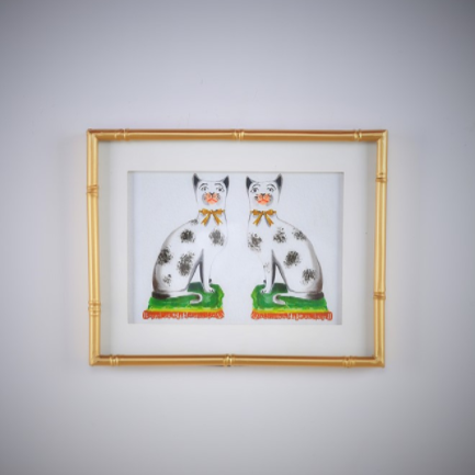Staffordshire Cats Framed  14 x 11