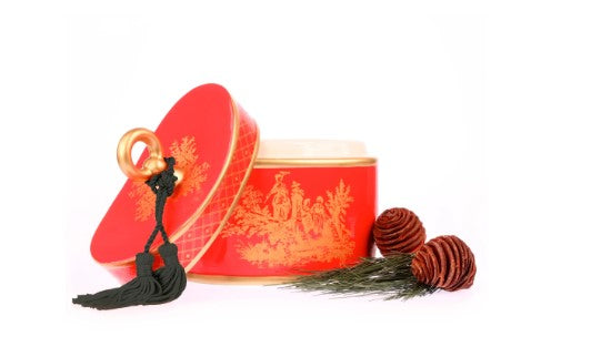 Toile Ceramic Red Holiday Candle