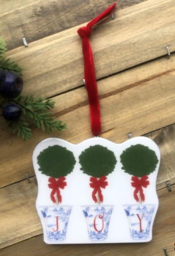 Glazed Joy Topiary Ornament Glazed