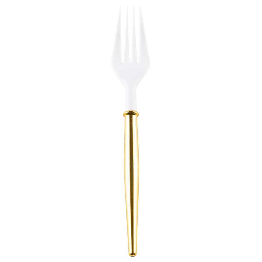 Cocktail Fork with white and gold handle 20 Pk