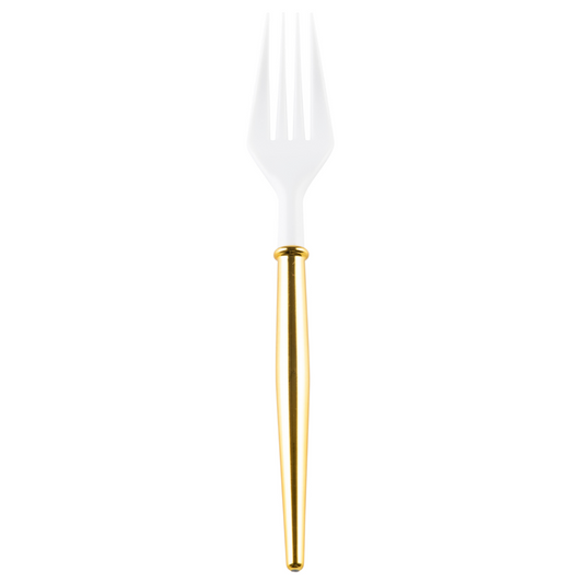 Cocktail Fork with white and gold handle 20 Pk