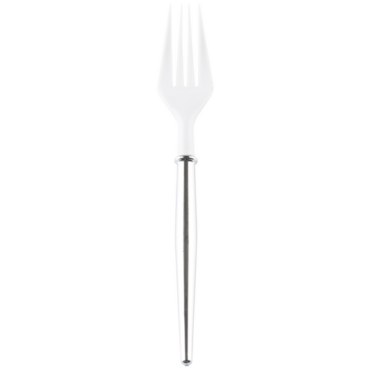 Cocktail Forks with White and Silver 20 pk