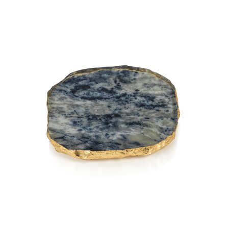 Agate marble glass Coaster set of 4 with gold rim