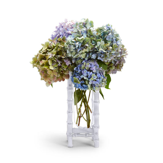 Handcrafted White Bamboo Vase w/ Glass
