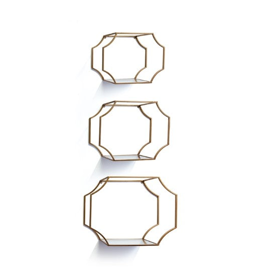 Set of Three Mirrored Wall Shelves