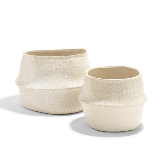 White Pot Decorative Weave Texture Small