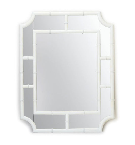 White Faux Bamboo Mirror 22x28 frame