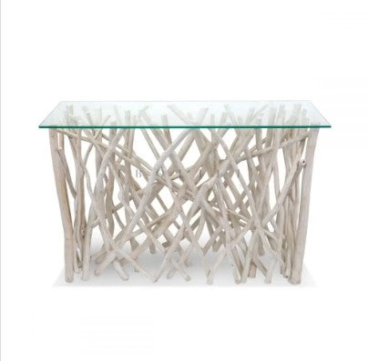 Whitewash Branch Console Table Rectangle 45x15x31.5
