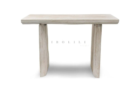 Whitewash Suar Block Console Table