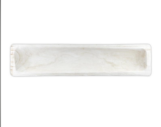 Wooden Rectangle Tray White wash