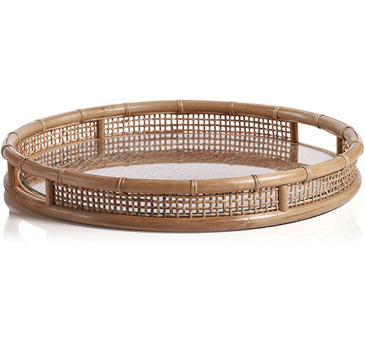 Round Rattan Serving Tray 20 in x 2.75 in