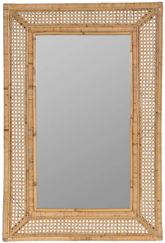 Natural Cane and Bamboo Wall Mirror 24.25w x 1.5d x 36h