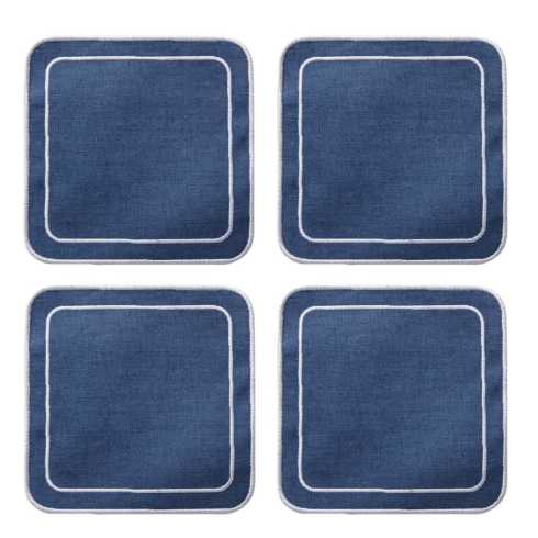Linen Coaster in Blue set of 4