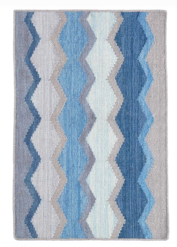 Safety Net Blue Woven Wool Rug 2x3