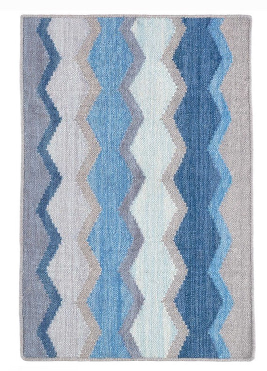Safety Net Blue Woven Wool Rug 3x5
