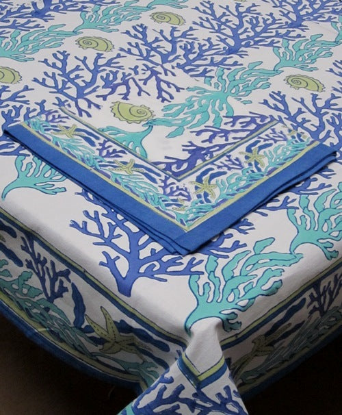Reef Blue 86" round Table Cloth